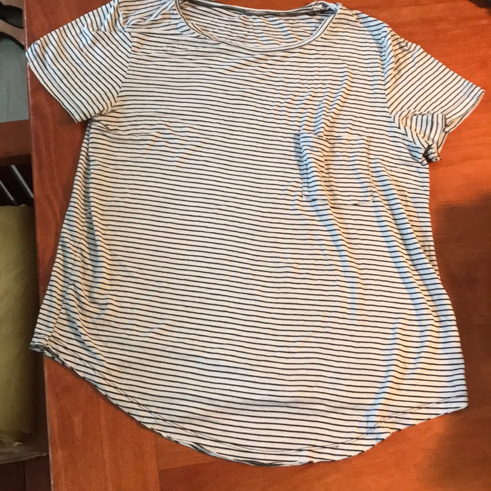 American Eagle Black and White Striped Tee